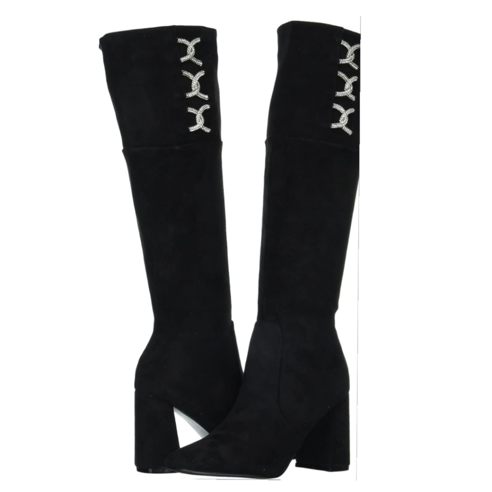 Yoki Knee Length Heeled Suede Boot ,